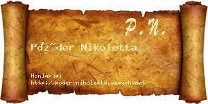 Póder Nikoletta névjegykártya